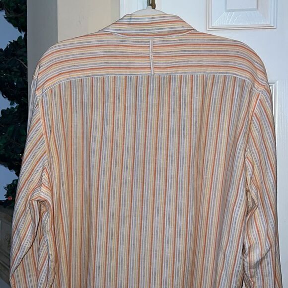 Banana Republic Men’s XL 100% Linen sherbet striped shirt - Picture 10 of 14